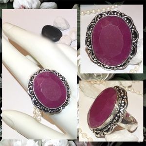 Red Ruby Gemstone Chunky Handmade Cocktail Ring